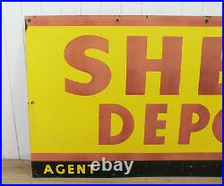 Genuine Vintage'SHELL DEPOT' Large Enamel Service Station Sign 183 x 91cm