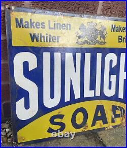 Genuine Vintage Sunlight Soap Enamel Advertising Sign 50x40cm (19th Century)