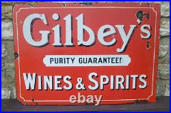 Gilbey's Wines + Spirits Vintage Original Enamel Sign