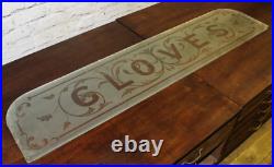 Gloves haberdashery frosted glass sign vintage retro antique industrial decor ma