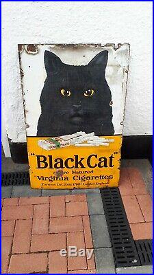 Great Large Vintage Cigarette Black Cat Enamel advertising sign 36x24 inch
