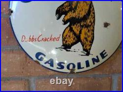 Grizzly Gasoline Dubbs Vintage Enamel Advertising Sign Retro Mancave Petrol Auto