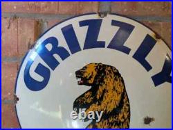 Grizzly Gasoline Dubbs Vintage Enamel Advertising Sign Retro Mancave Petrol Auto