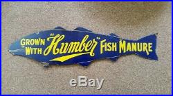 Grown with Humber Fish Manure Enamel Sign Advertising Collectable Vintage Advert