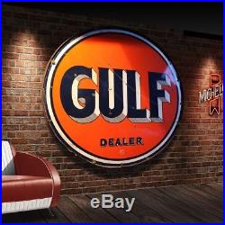 Gulf Oil Vintage Enamel Sign 6' wide