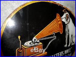 HMV RCA Vintage 1920's His master voice sign original gramophone ltd USA enamel