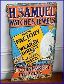 H Samuel Watches & Jewel advertising enamel sign vintage retro antique