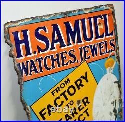 H Samuel Watches & Jewel advertising enamel sign vintage retro antique