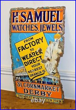 H Samuel Watches & Jewel advertising enamel sign vintage retro antique industria