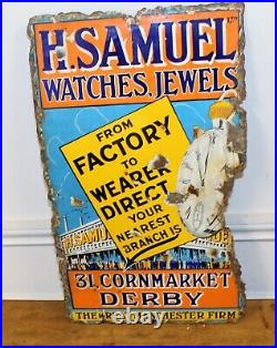 H Samuel Watches & Jewel advertising enamel sign vintage retro antique industria