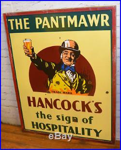 Hancocks the Pantmawr enamel sign advertising mancave pub brewery metal vintage