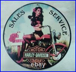 Harley Davidson Motor Company Sales Service Vintage porcelain enamel sign