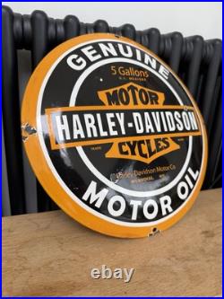 Harley Davidson Vintage style Porcelain Enamel -globe Sign Garage-man Cave bike