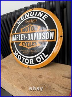 Harley Davidson Vintage style Porcelain Enamel -globe Sign Garage-man Cave bike
