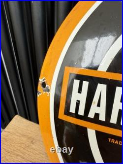 Harley Davidson Vintage style Porcelain Enamel -globe Sign Garage-man Cave bike