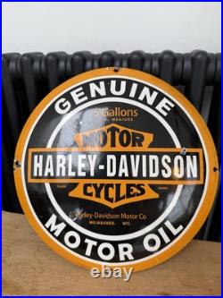 Harley Davidson Vintage style Porcelain Enamel -globe Sign Garage-man Cave bike