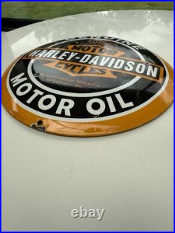 Harley Davidson Vintage style Porcelain Enamel -globe Sign Garage-man Cave bike