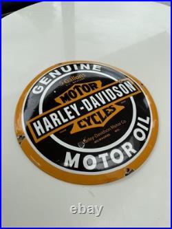 Harley Davidson Vintage style Porcelain Enamel -globe Sign Garage-man Cave bike