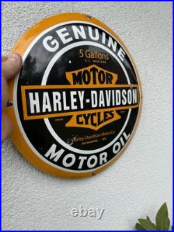 Harley Davidson Vintage style Porcelain Enamel -globe Sign Garage-man Cave bike
