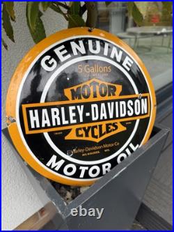 Harley Davidson Vintage style Porcelain Enamel -globe Sign Garage-man Cave bike