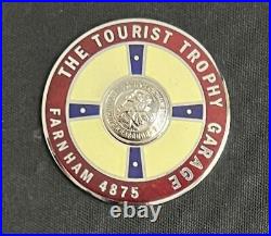 Hawthorns Tourist Trophy Garage Farnham Vintage Enamel Suppliers Plate Badge