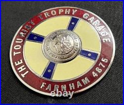 Hawthorns Tourist Trophy Garage Farnham Vintage Enamel Suppliers Plate Badge