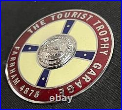 Hawthorns Tourist Trophy Garage Farnham Vintage Enamel Suppliers Plate Badge