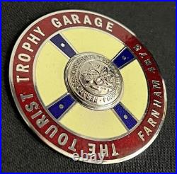 Hawthorns Tourist Trophy Garage Farnham Vintage Enamel Suppliers Plate Badge