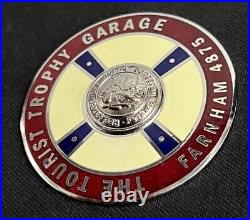 Hawthorns Tourist Trophy Garage Farnham Vintage Enamel Suppliers Plate Badge