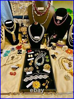 High End 90 Vintage Costume Jewelry Lot Signed Trifari Coro Monet Napier Art+
