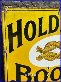 Holdfast Boots Vintage Enamel Advertising Sign Shop Man Cave Bar Original