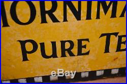 Hornimans tea enamel double sided sign advertising mancave garage metal vintage
