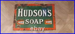 Hudsons Soap vintage enamel advertising sign