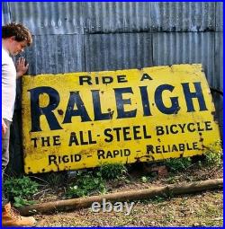 Huge 7ft Original Raleigh Cycles Vintage Enamel Sign Bicycle 1920s Automobilia Huge 7ft Original Raleigh Cycles Vintage Enamel Sign Bicycle 1920s Automobilia