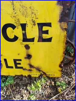 Huge 7ft Original Raleigh Cycles Vintage Enamel Sign Bicycle 1920s Automobilia