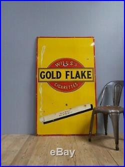 Huge Antique Vintage Wills Gold Flake Enamel Advertising Sign Cigarettes Iconic