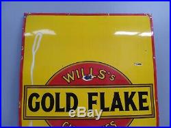 Huge Antique Vintage Wills Gold Flake Enamel Advertising Sign Cigarettes Iconic