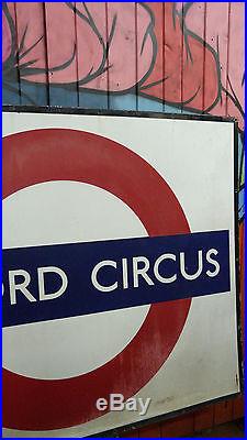 Huge Giant XL Vintage London Underground Oxford Circus Enamel Sign interior