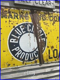 Huge Vintage Blue Circle Cement Enamel Sign