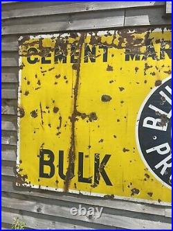 Huge Vintage Blue Circle Cement Enamel Sign