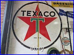 Huge! . Vintage Enamel Advertising Sign Man Cave Collectable Texaco 60 Dia