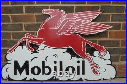 Huge Vintage Enamel Pegusus Mobiloil Sign