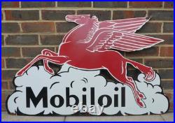 Huge Vintage Enamel Pegusus Mobiloil Sign
