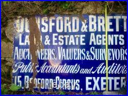 Huge Vintage Exeter Advertising Enamel Sign Early 20th Century Industrial Decor
