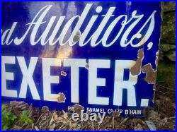 Huge Vintage Exeter Advertising Enamel Sign Early 20th Century Industrial Decor