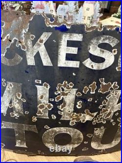 Huge Vintage Mackesons Milk Stout Enamel Sign blue and White 5 x 3 ft