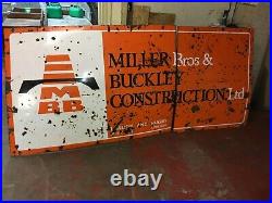 Huge Vintage Miller Bros & Buckley Construction Enamel / Steel sign 9ft x 4ft