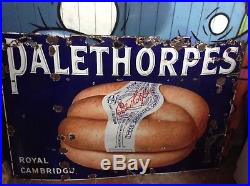 Huge Vintage Original Blue Palethorpes enamel sign Kitchen Sausages Feature