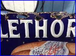 Huge Vintage Original Blue Palethorpes enamel sign Kitchen Sausages Feature