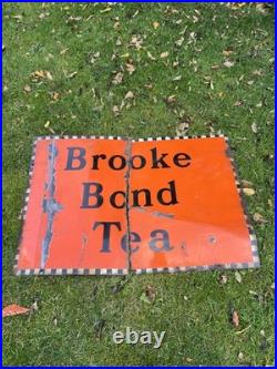 Huge Vintage Original Brooke Bond Tea Enamel Advertising Shop Display Sign